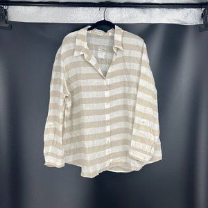 Coldwater Creek Linen Striped Button Down